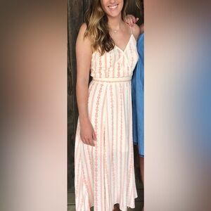 altard state peach/pink summer midi dress small